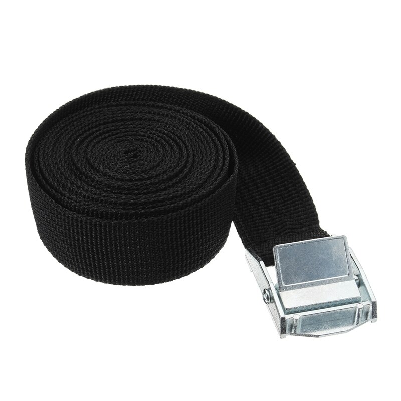Sangle d'arrimage de corde de Tension de voiture 5M, sac de bagages, ceinture à cliquet solide, arrimage de cargaison avec tendeur de corde, boucle métallique de remorquage: Black Binding Belt
