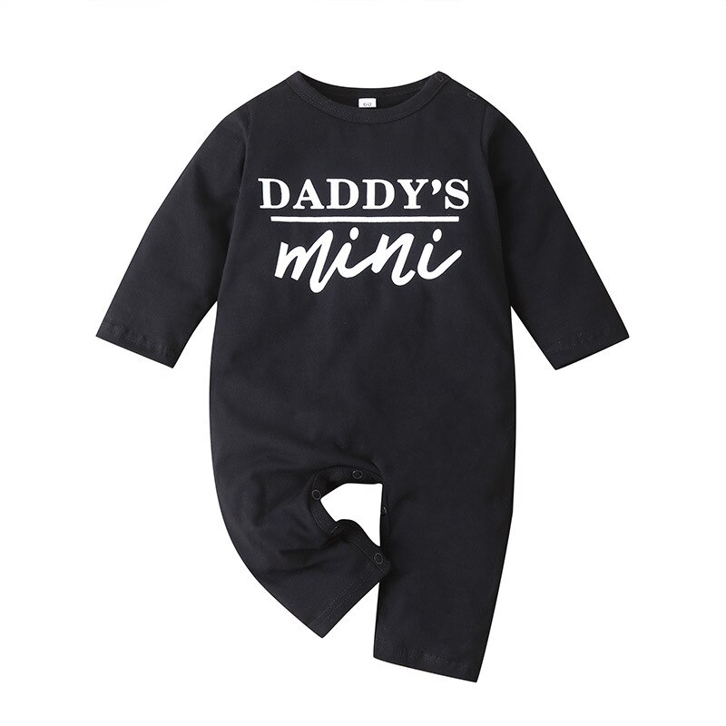 Imcute efterår baby spædbarn rompers baby drenge tøj lange ærmer bogstav o hals sort sød baby tøj rompers børn baby kostume: Hvidere bogstav / 80 størrelse