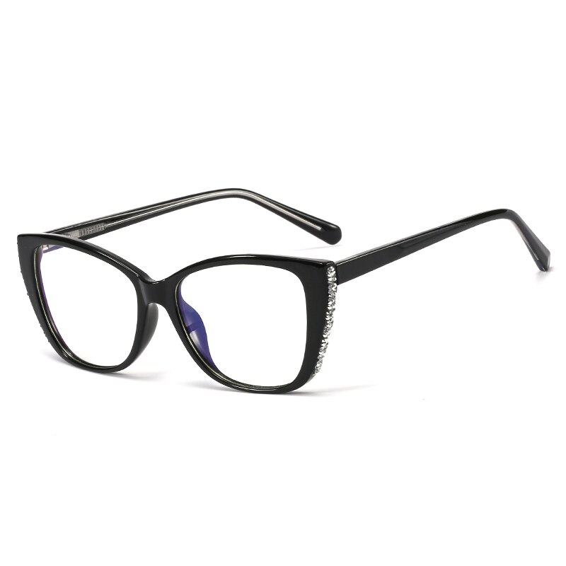 YINSQER Retro Eyewear Vintage Cat Eye Reading Blue Light Glasses Frame Spectacles Women Computer Transparent Eye Glasses: Black