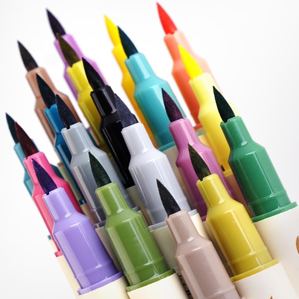 3 pçs highlighter caneta retro dupla cabeça escova caneta criativa arte marcador desenho pintura aquarela material escolar papelaria