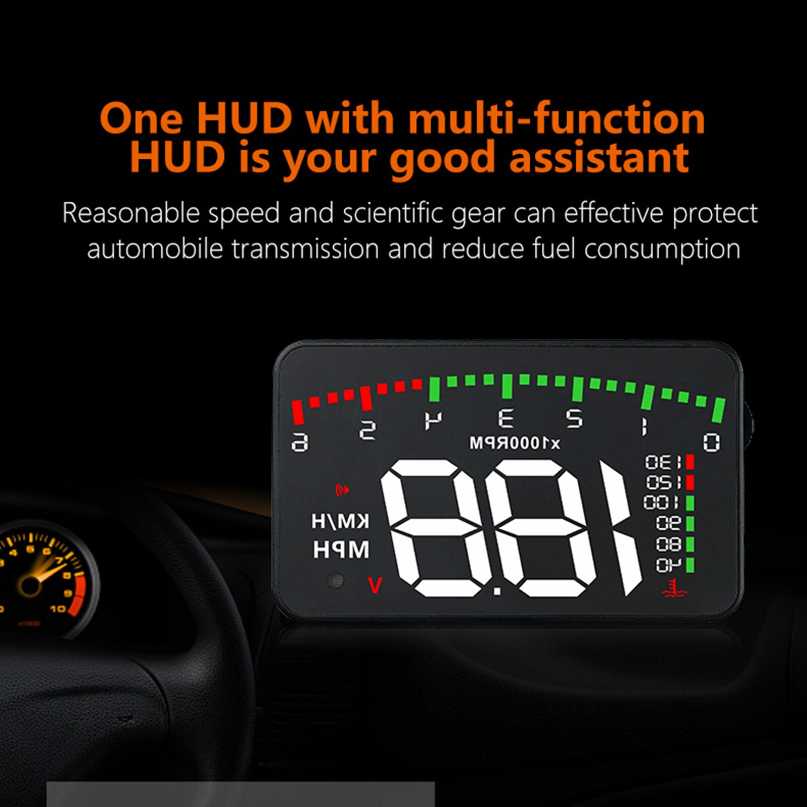 Auto Hud Head-Up Display OBD2 + Gps Dual Systeem Smart Gauge Hd Monitor Rijden Stopwatch Kilometerstand Digitale Led meter Alarmsysteem