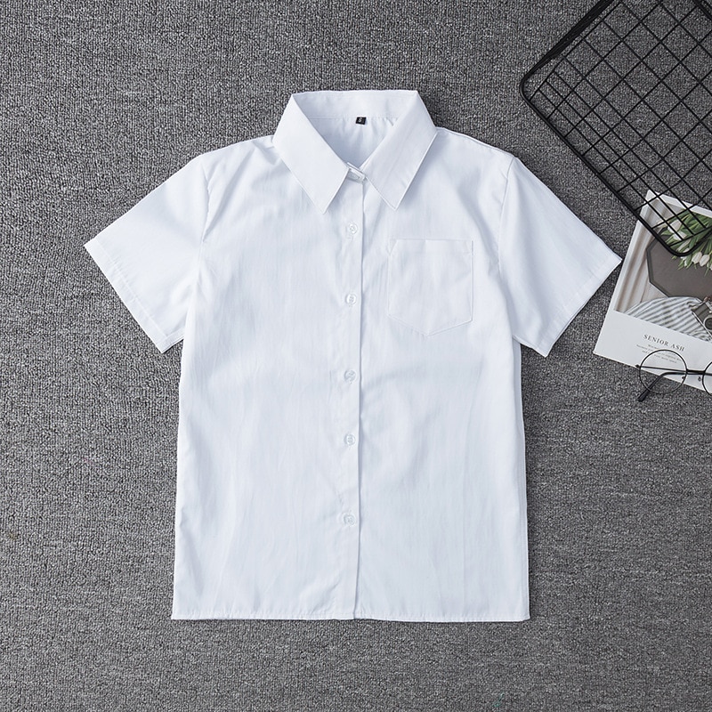 Japansk studerende kortærmet hvid skjorte til piger mellemgymnasium uniformer skolekjole jk uniform top stor størrelse xs -5xl