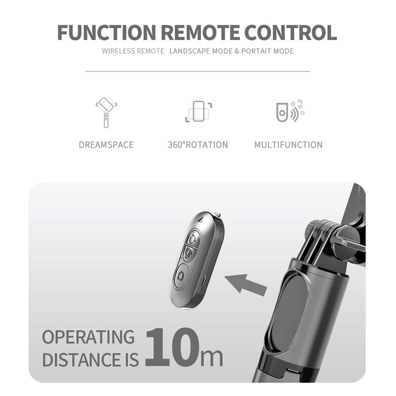 Kabelloser bluetooth-selfie-stick-stabilisator, faltbares mini-stativ mit abnehmbarem aufhelllicht für ios und android