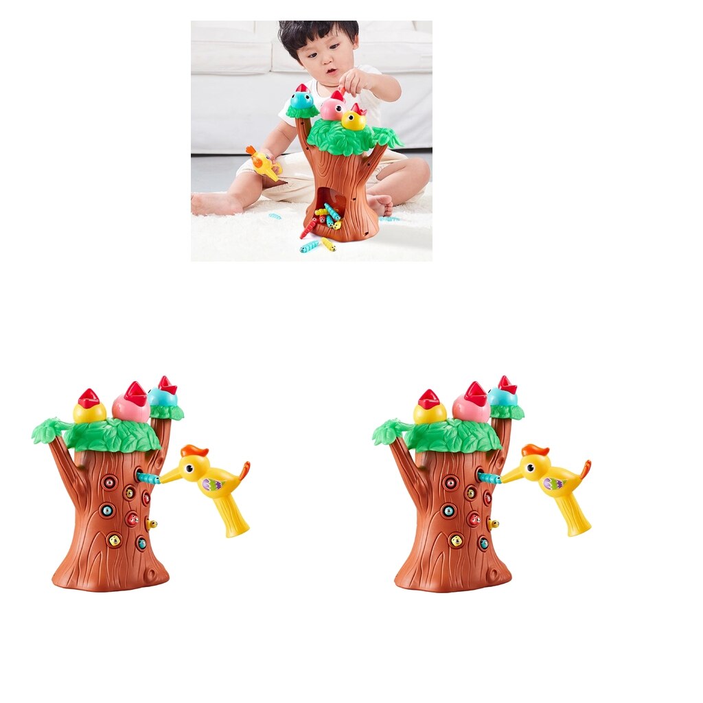2 Set Magnetic Woodpecker Toy Sensory Feeding Preschool Games Learning Toys