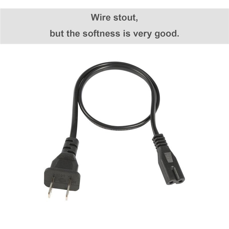 Nätkabel förlängningssladd ac nätadapter sladd platt kabel kontakter 2 stift 2- stift 50cm us nätkontakt kabel