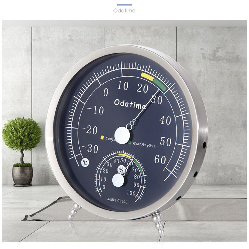 Odatime 3 Types Thermometer/Hygrometer Stainless Steel Standing/Wall Mounting Temperature Humidity Meters Instrument Tools