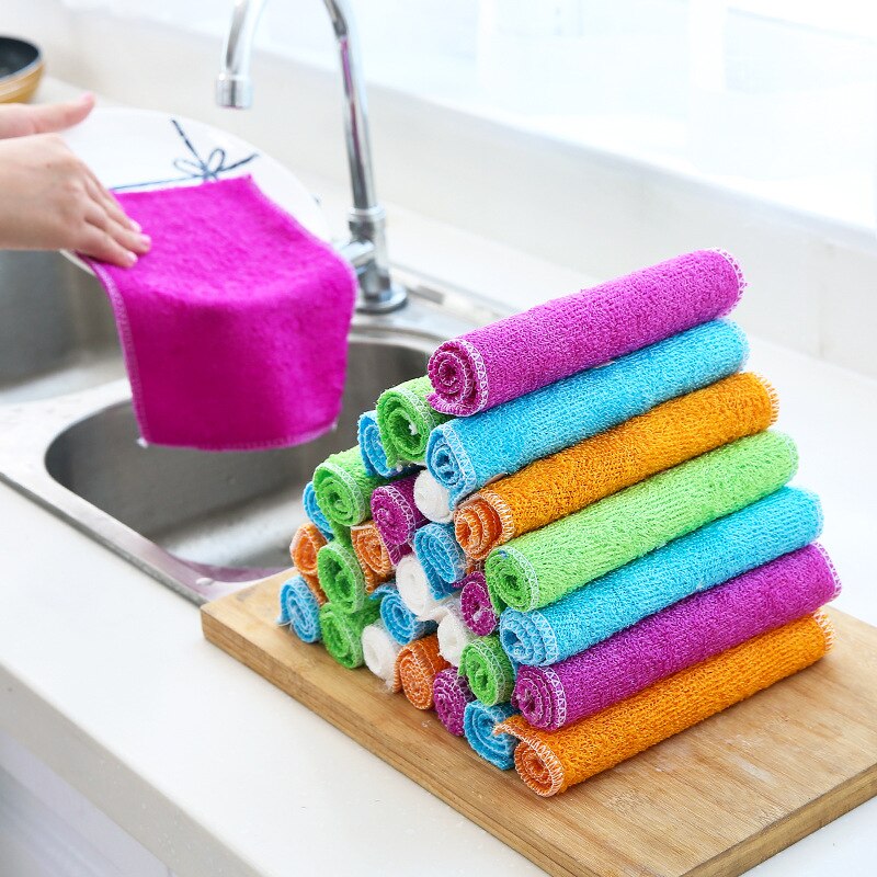 1Pcs Kitchen Dish Cloth Tools Super Absorbent Bamboo Fiber High-efficiency Tableware Household Cleaning Towel Gadgets Cosina