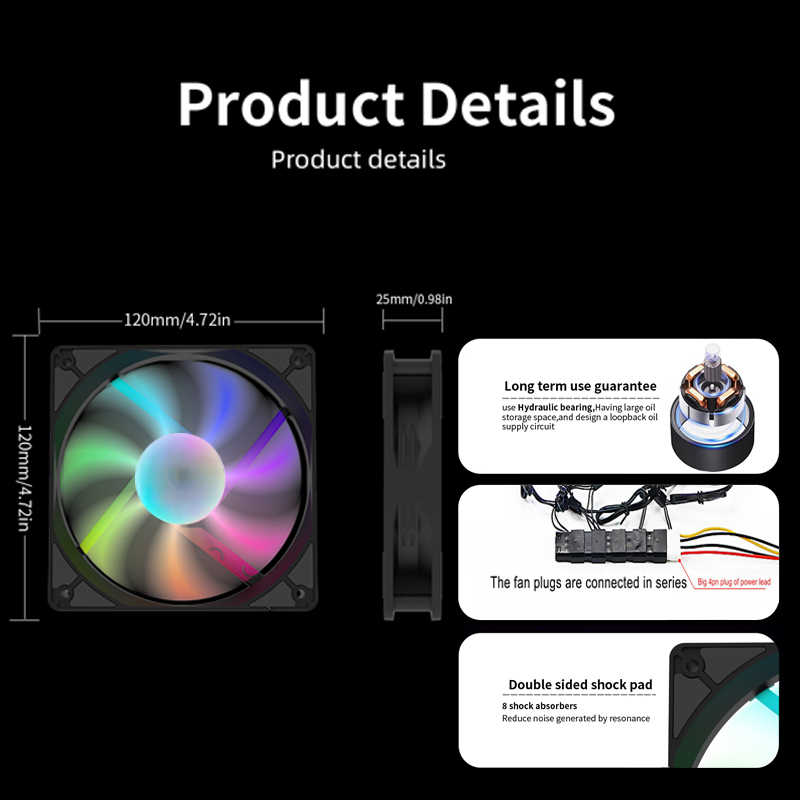 12v kjølevifter 12cm datamaskin rgb-vifter luftkjøler