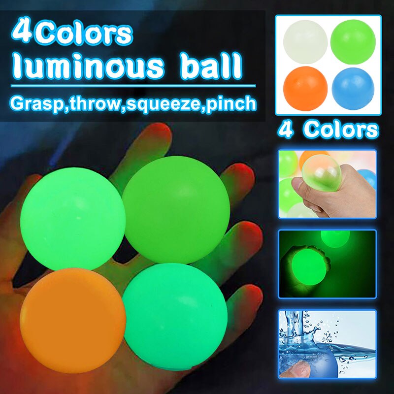 Boule lumineuse de couleur haute élastique, jouet qui brille dans la nuit, décoration de la maison, pour enfants