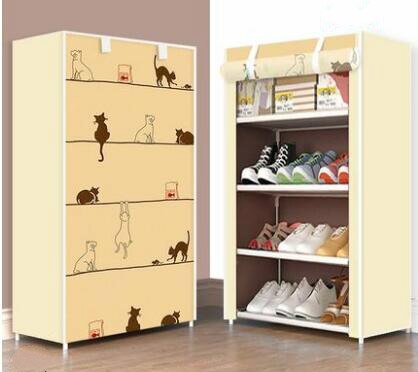 Multi-layer Shoe Rack Dustproof Fabric Assembly Shoe Storage Cabinet Stand Holder Space Save Shoe Organizer Rack pf082711: 5layer-cat