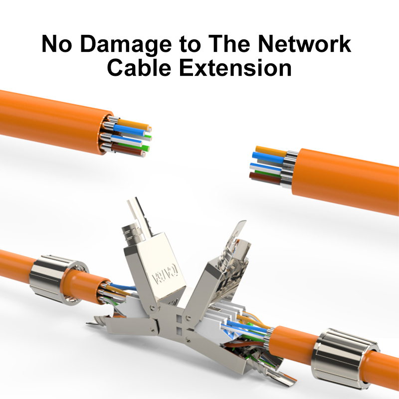 CAT6 Cat6A Cat7 Network Cable Extender Junction Adapter Connection Box RJ45 Lan Extension Connector Full Shielded Toolless crim
