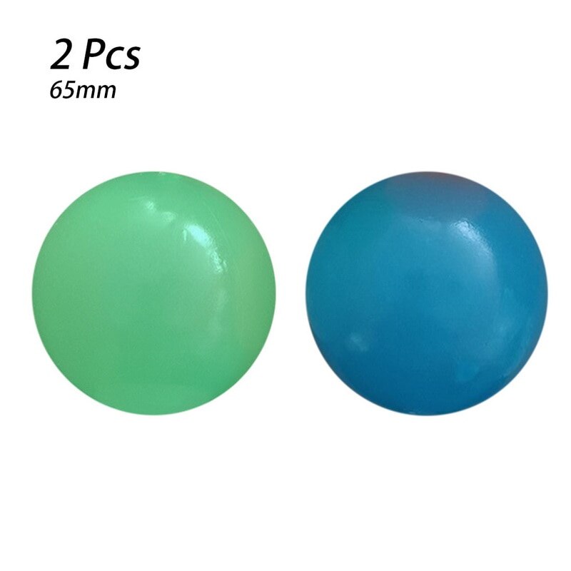 Stick Wall Ball Catch Throw Glow In The Dark Toys for Children Mini Luminous Stick Juggle Jump Wall Ball Games Sticky Squash: 6.5cm green blue