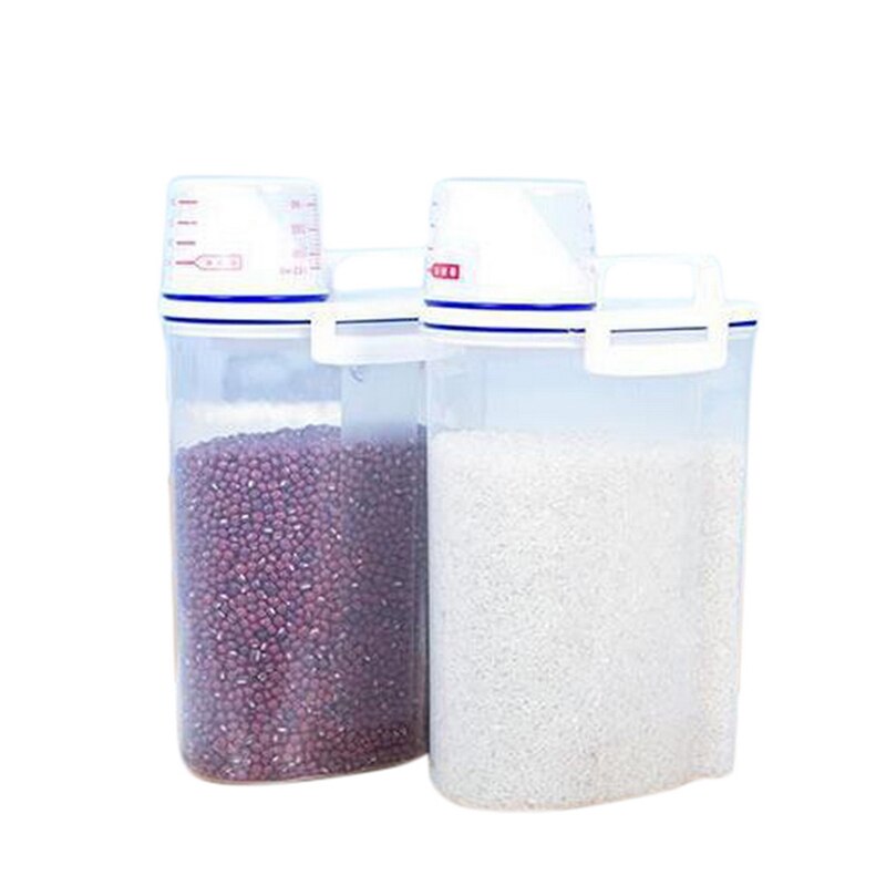 Plast korn dispenser opbevaringsboks køkken mad korn ris beholder bærbar organisator korn opbevaring dåser 15 x 7.5 x 29.5cm