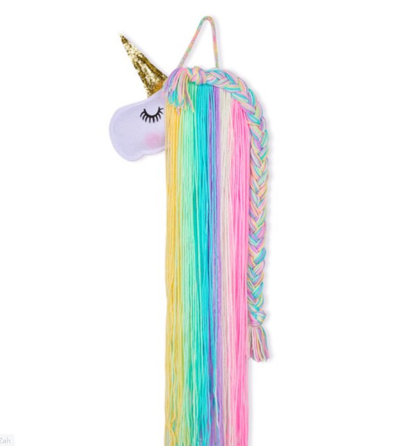 Cute Unicorn Storage Hanging Wall Headwear Hairpin Storage Organizing Strip Rainbow Cloud Hair Clip Hairband Organiz Home Decor: Unicorn storage D