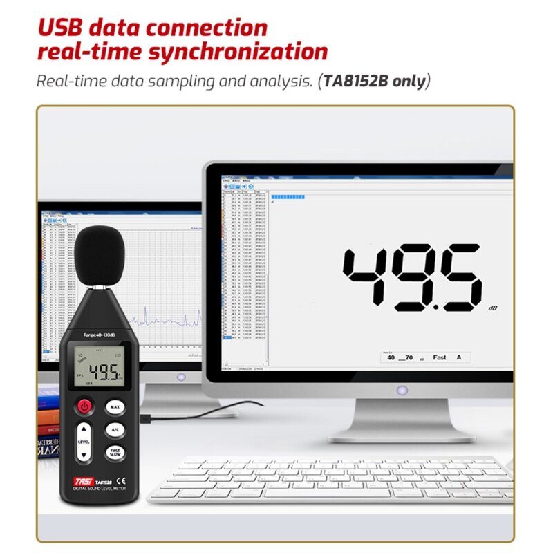 TA8152B Digital Noise Meter Sound Level Meter USB Data Connection 40-130dB Test M17E
