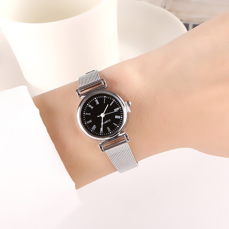 Kvartsur til kvinder luksus kvindelige ure ur armbåndsur hvid rustfrit stål bånd klassiske ure dagligt: Stil 3