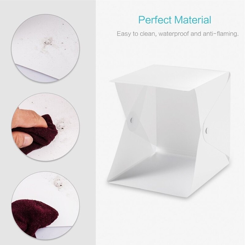 OWDLF Mini Folding Lightbox Photography Photo Studio Softbox 2 Panel LED Light Box Soft Photo Background Kit Box For DSLR Camera
