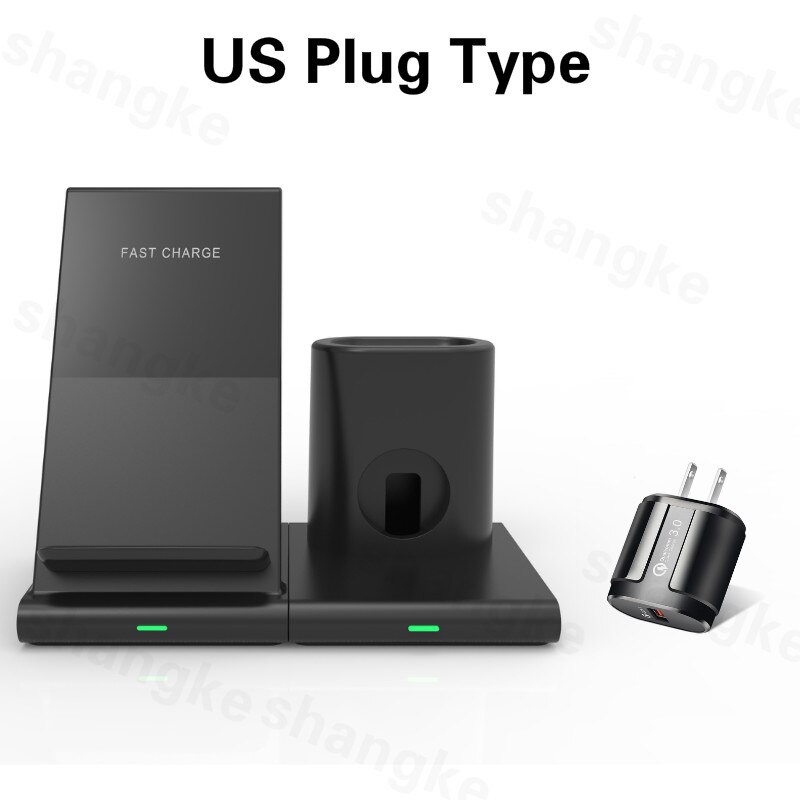 Wireless charger 3-in-1 wireless charging dock for Apple Watch Apple Watch, Airpods, detachable and magnetic charging station: black  US