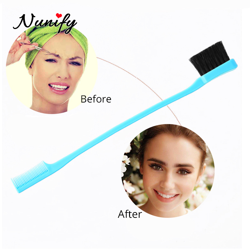 Nunify skønhed dobbeltsidet kant kontrol kam styling hår øjenbryn kam børste frisørsalon hår kam børster tilfældig farve