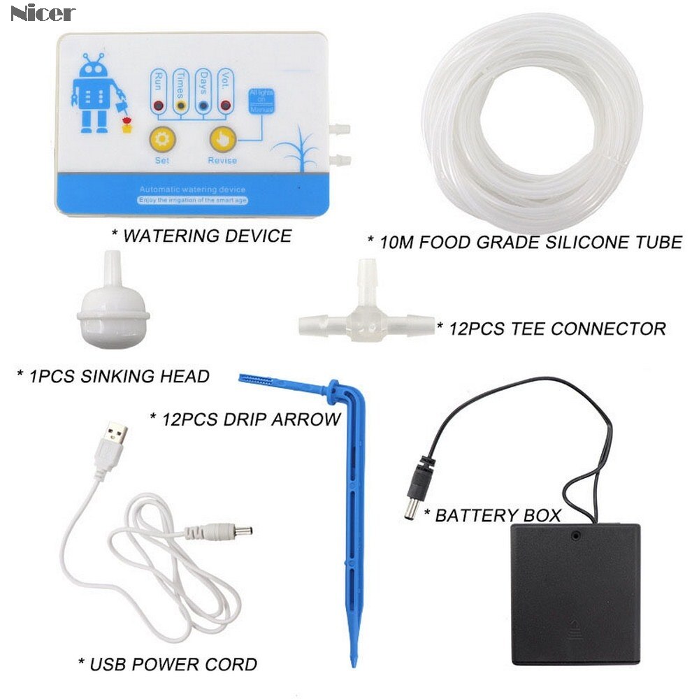 Automatic Watering Device Drip Irrigation Timing System Garden Water-Saving Smart USB / Solar Irrigation System Battery Powered