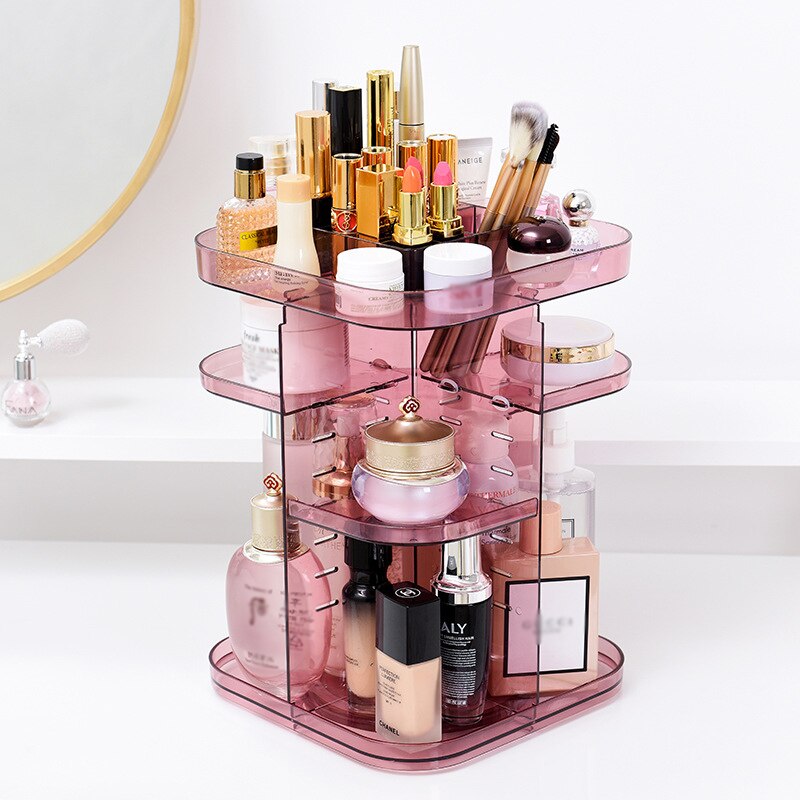 Acrylic Crystal Cosmetics Storage Box 360 Degree Rotating Cosmetic Storage Box Detachable Makeup Beauty Drawer Display Stand