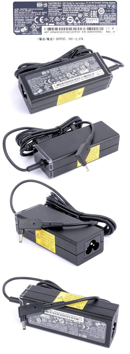 Alkuperäinen acer 19v 2.37a 45w 3.0*1.1mm kannettavan tietokoneen verkkolaite laturi swift 3 sf314-52g sf314-54 sp315 kytkin 3 sw312 adp -45he b