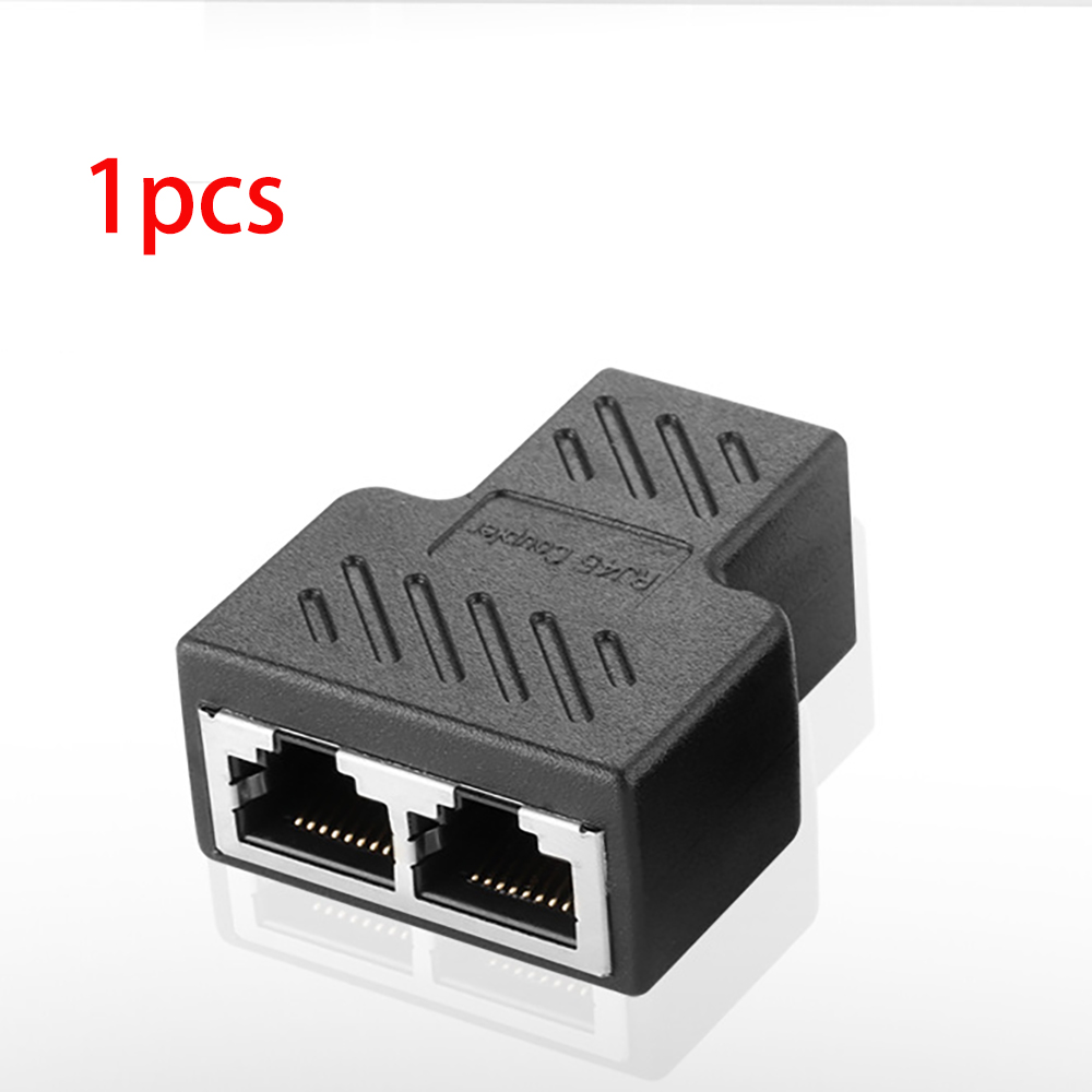 RJ45 Ethernet Connector Adapter 2 Stuks 1 Naar 2 Manieren Lan Kabel Splitter Extender Networking Extension Laptop Tv Box Splitter adapter: Black 1PCS
