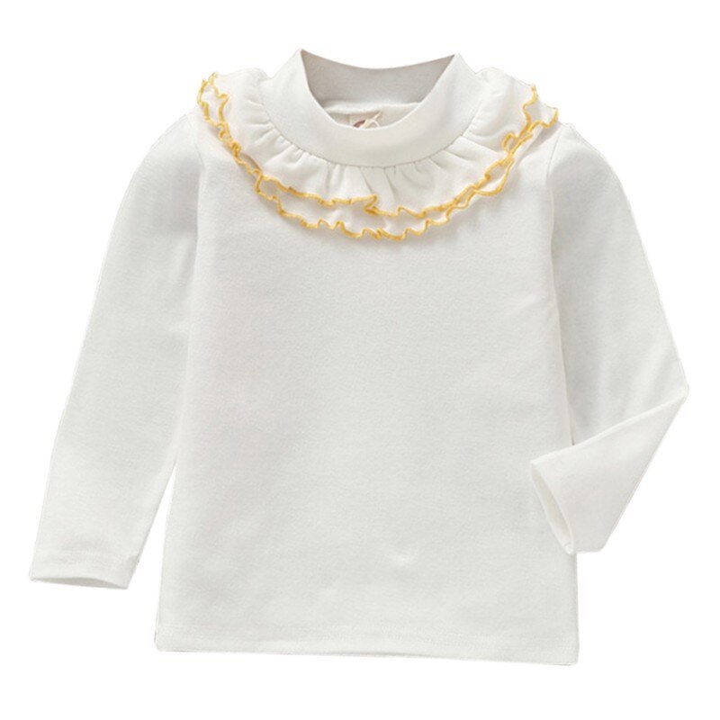 Lente Zomer Baby Meisjes Mode Lange Mouwen Effen Shirt Kinderen Kind Overhemd Top Katoenen Kleding Meisje Dieptepunt Shirt: W / 6