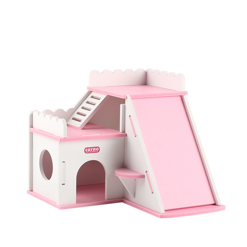 Bricolage souris hérisson Hamster maison en bois Villa de luxe avec échelle coulissante chambre sur le toit petit animal de compagnie Cage lit jouer jouet