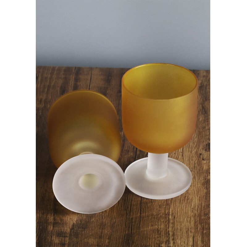 250ml Frosted Yellow Glass Cup Handmade Wine Champagne Flutes Cocktail Glasses Home Decoration