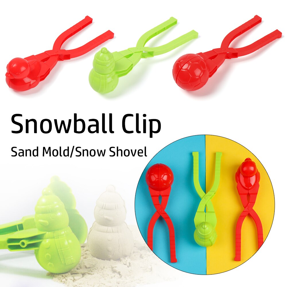 1Pc Willekeurige Kleur Winter Plastic Sneeuwbal Maker Clip Kids Outdoor Zand Sneeuwbal Mold Speelgoed Maken Gereedschap Eend Vormige Sneeuwpop Clip