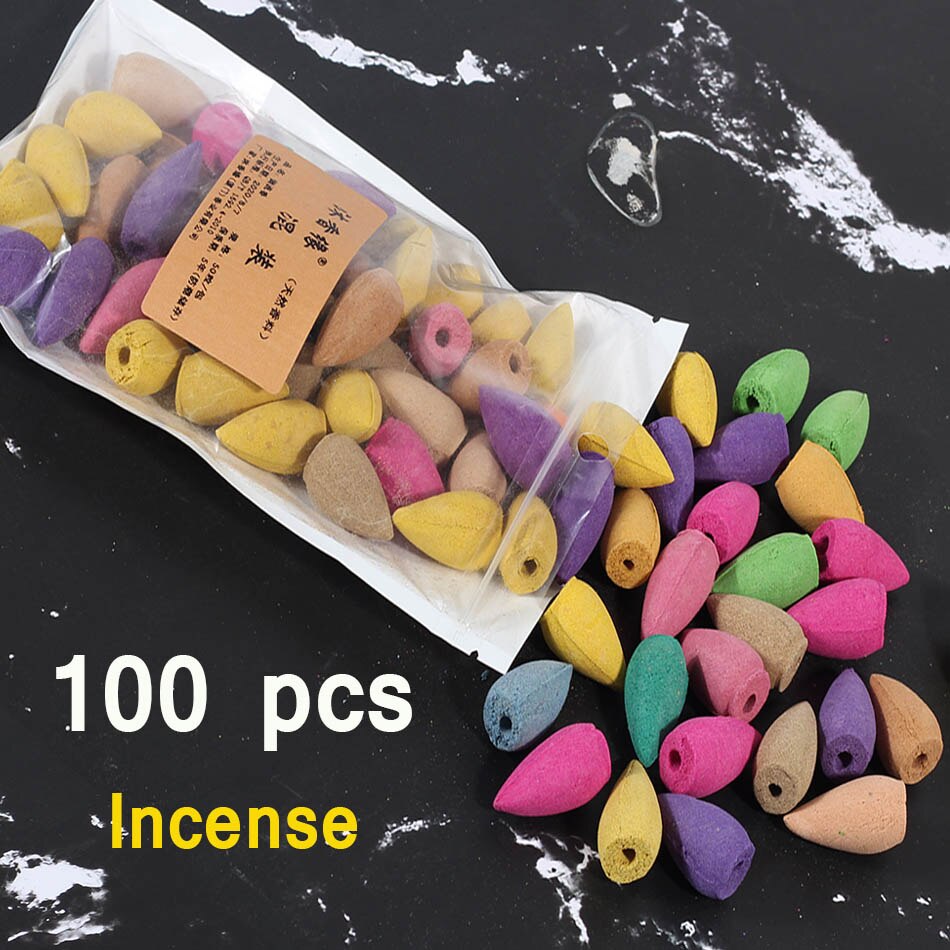 Ceramic Smoke Waterfall Incense Burner with Acrylic Windproof Cover Home Zen Indoor Incense Holder Aromatherapy Stove Ornament: 100pcs