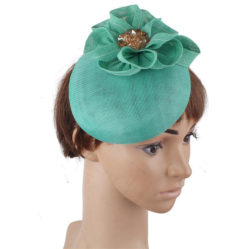 FS-gorros de boda para mujer, sombrero con pinza para el pelo, , nupcial, iglesia, Fedora, pastillero: Emerald Green