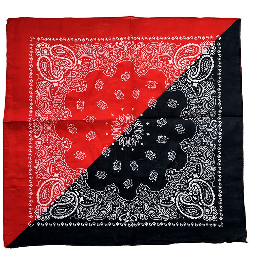 Bandana negra Unisex de mezcla de algodón estilo Hip Hop, cinta de pelo adorno de cabeza, pañuelo para cuello y muñeca, pañuelo cuadrado mágico para la cabeza: Black Red