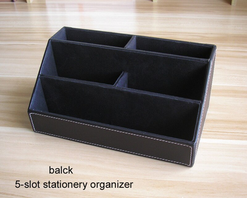 4 st / set pu läder trä multifunktionellt skrivbord arrangör kontor brevpapper byrå arrangör hållare kontor skrivbord tillbehör  k219: Svart skrivbord arrangör