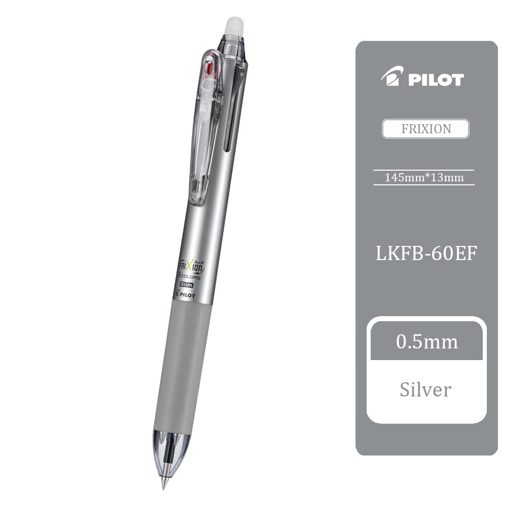 Pilot Frixion Three-color Erasable Pen LKFB-60EF 60UF Press Multi-function Pen 0.38/0.5mm Grinding Friction Pen Student: 0.5 sliver