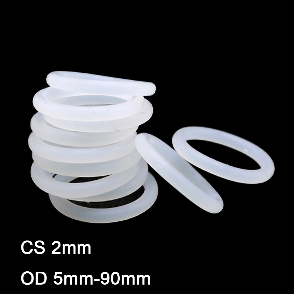 10pz guarnizione anello in silicone bianco CS 2mm OD 5-90mm guarnizioni o-squillare in gomma siliconica per uso alimentare rondella di tenuta impermeabile isolata VMQ