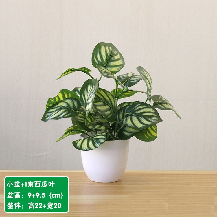 22cm artificiel vert aneth persan feuilles plantes bonsaï maison salon balcon bureau décoration blanc en pot plantes bonsaï: Style 07