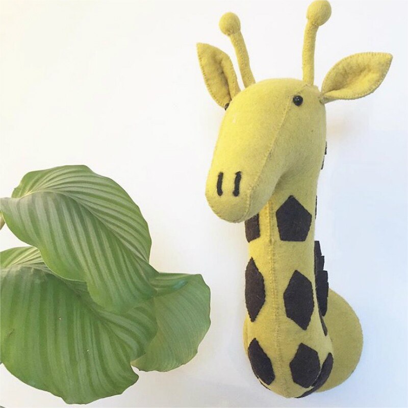 Enfants chambre décoration éléphant girafe chien renard Animal tête montage mural œuvre décor poupée jouets pour bébé fille chambre anniversaire