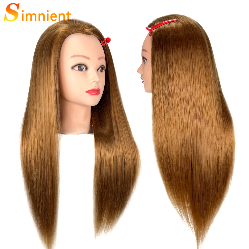 Female Mannequin Head With Synthetic Hair For Hair Training Styling Solon Hairdresser Dummy Doll Head For Practice Hairstyle