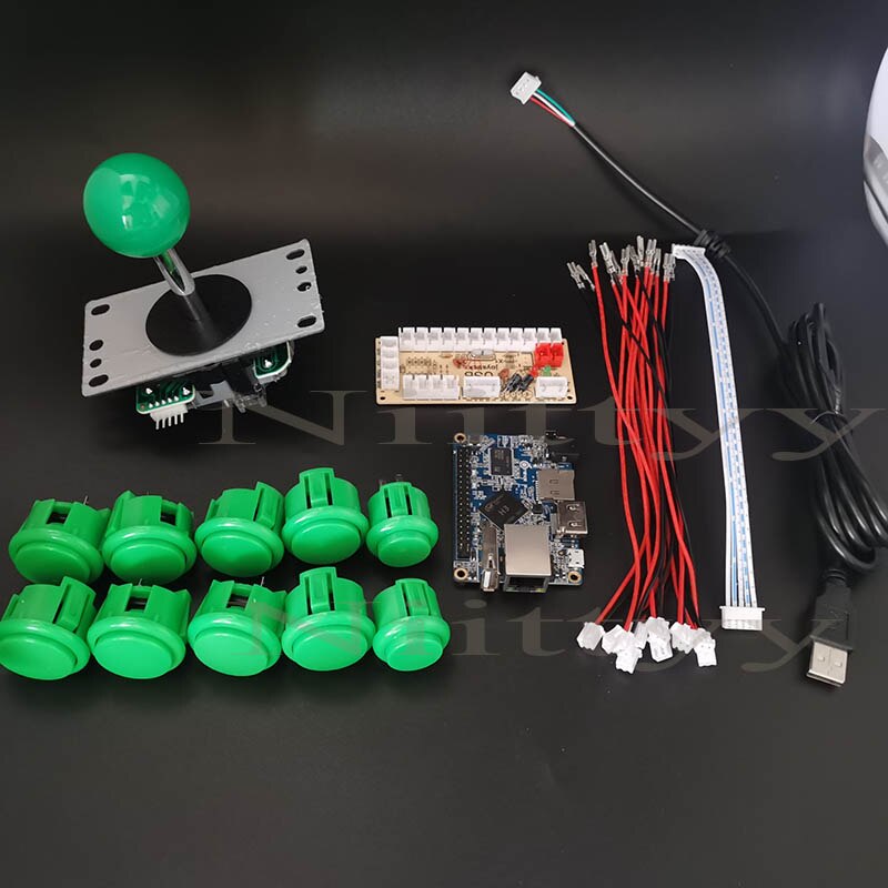 Orange Pi H3 DIY Kit Zero Delay Arcade DIY Kit Encoder To PC PS3 Sanwa Joystick Arcade Push Button game console: Green