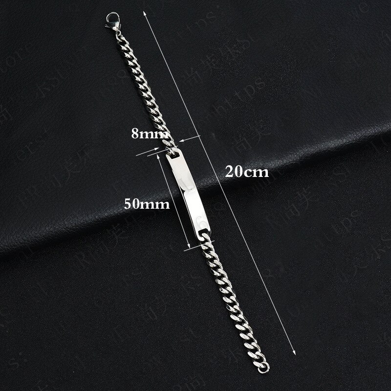 Couples Nameplate bracelets mens stainless steel simple charm chains bracelets chain on hand for man Accessories