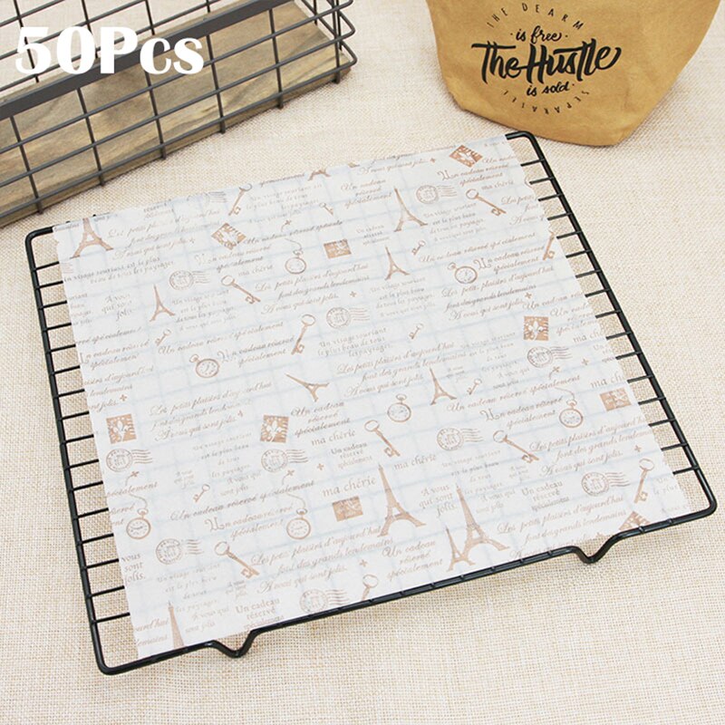 50 teile/los Wachs Papier Food Grade Food Fett Papier Wrapper Wrapper Papier für Sandwich Hamburger Frites Ölpapier Backen Werkzeuge: 15