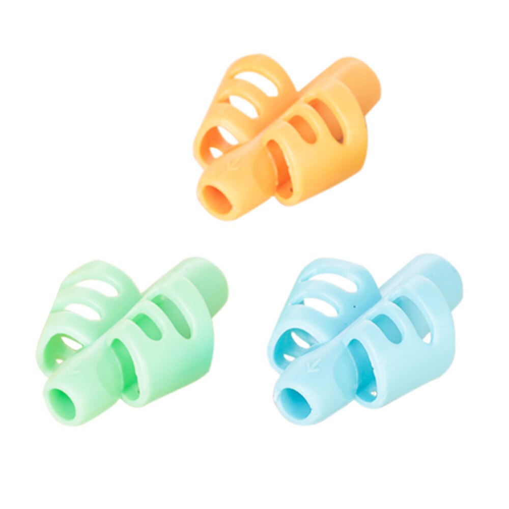 3pcs Two-Finger Pen Grip Holder Soft Rubber Children Learning Writing Grip Handwriting Tool Posture Correction Device Stationery: Default Title