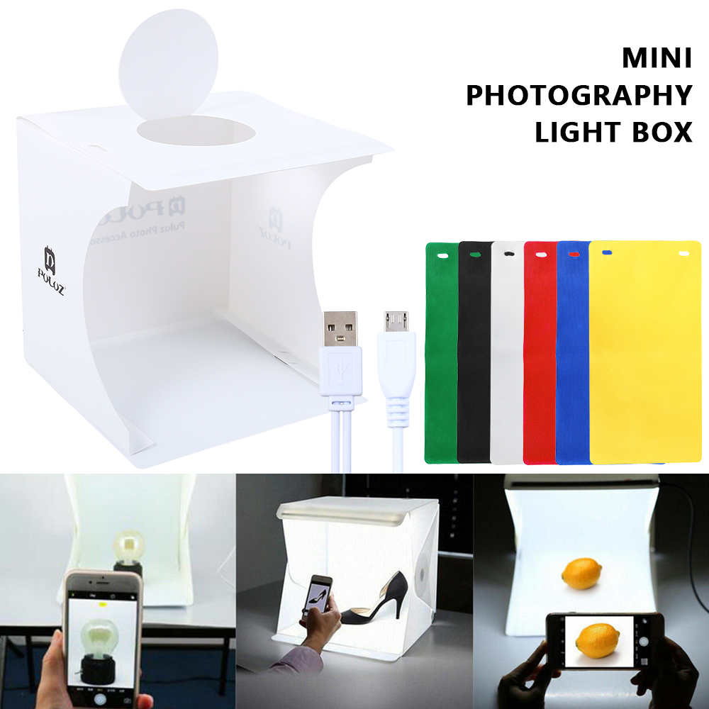 8" Portable Photo Studio Light Box 2 LED Panels 6 Colors Backdrops Mini Foldable Photo Tabletop Shooting Photography lightbox