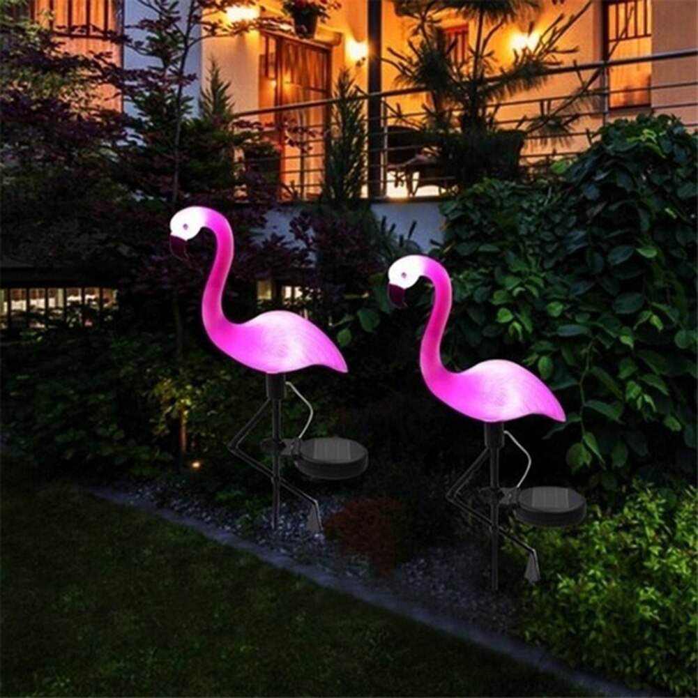 Solar Powered Flamingo Stake LED Light Waterproof Pathway Garden Lawn Yard Lamp Garden Supplies Garden Decor