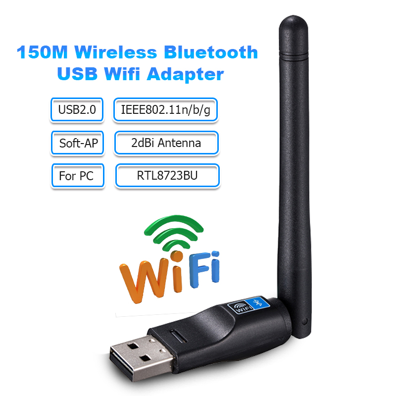 Wifi Bluetooth Adapter 150Mbps USB Wifi Antenne Adapter 2dBi RTL8723BU Draadloze Netwerk Werkkaart Wifi Ontvanger Zender