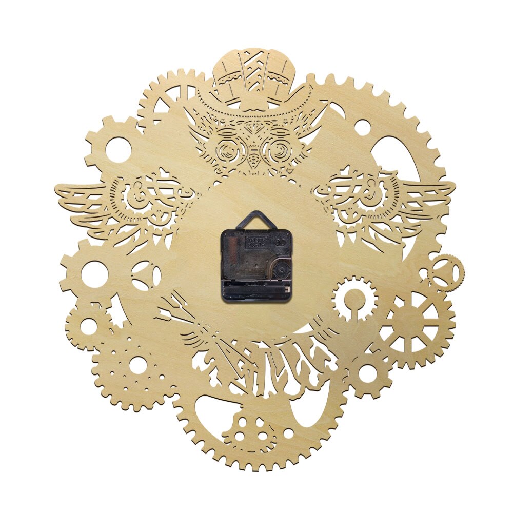 Steampunk Meccanico Orologio Da Parete in Legno GUFO Meccanico Ingranaggi Da Parete in Stile Rustico Orologio Vintage ▾ Gotico arredamento gufi con Ingranaggi Geometrica di Arte