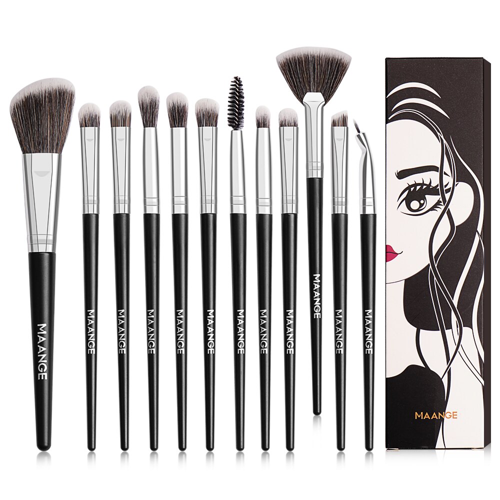 MAANGE – ensemble de pinceaux de maquillage professionnels noirs, fard à paupières, Eyeliner, mélange, correcteur, bon marché, Kit de maquillage complet avec boîte: Default Title