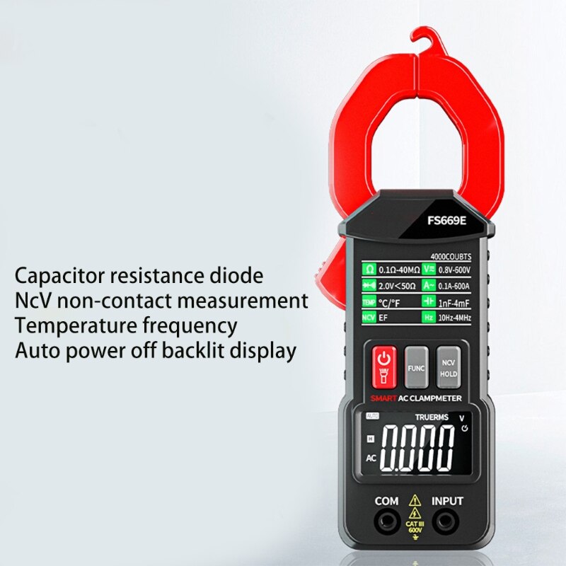 Digital Clamp Meter High Accuracy Auto-Ranging AC Current Amp Multimeter with AC/DC Voltage Ohm Capacitance Diode Test M4YD